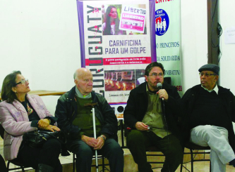 Guillermina Kanonnikoff, Pai Oliva, Leonardo Severo e Bernardo Rojas, presidente da CUT-A do Paraguai