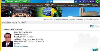 Ao clicar nos links abaixo dos nomes, surgem as páginas dos deputado(a)s