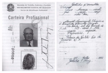 A primeira carteira expedida no Brasil. Reprodução