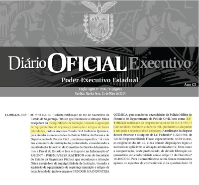 Reprodução do Diário Oficial de 15 de maio