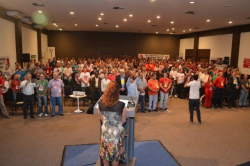 Delegados do Congresso da FUP, durante a abertura do evento