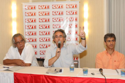 Ademir e SÃ©rgio (Dieese) com Quintino (CUT)
