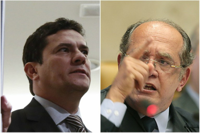 Moro e Gilmar em luta pela visibilidade (Fotos: Miguel Schincariol/AFP e Carlos Humberto/STF)