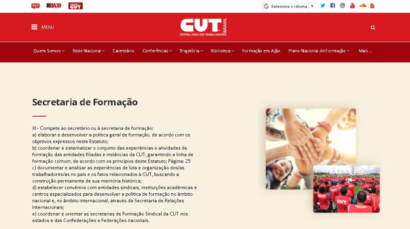 print da página da formação no PortalCUT