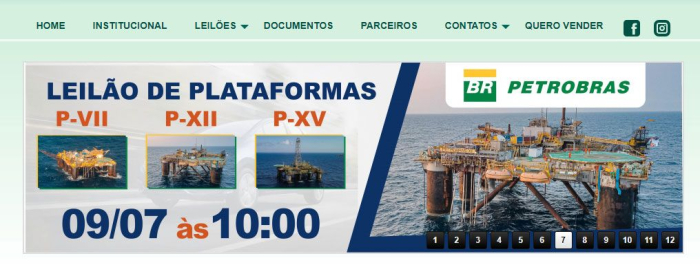 reprodução do portal de leilões