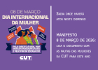 Manifesto – 8 de Março: CUT vai às ruas pelo fim da violência contra a mulher