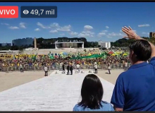 Sem levar em conta pandemia, Bolsonaro causa nova aglomeração no Planalto