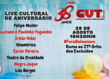 Live cultural em Porto Alegre marca aniversário de 38 anos da CUT neste sábado