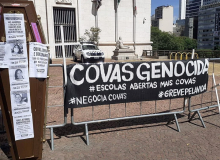 Trabalhadores da educação protestam contra aulas presenciais em São Paulo