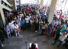 CUT-RS defende CLT e Justiça do Trabalho em ato do TRT-RS