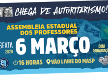 Professores de SP fazem mobilização com assembleia e tributo à educação nesta sexta