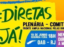 RJ: Frente Ampla Pelas Diretas Já tem plenária segunda