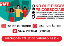 CUT promove curso sobre NR-01 e riscos psicossociais para fortalecer ação sindical