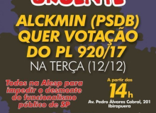 SP: servidores públicos fazem ato na Alesp nesta terça 12