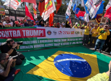 Protesto em defesa da soberania do Brasil reúne CUT e movimentos populares em SP