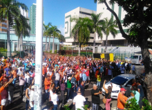 Na Bahia, petroleiros protestam contra venda da Petrobras e em defesa da Petros