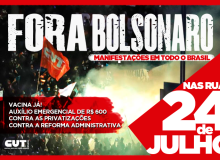 Campanha #ForaBolsonaro marca novos atos para o dia 24 de julho