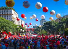Ato em Defesa da Democracia , no Vale do Anhangabaú, em São Paulo