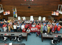 6 novembro 2023 - Sessão Solene pelos 40 anos da CUT na Câmara Municipal de Santos - Fotos Comunicação Chico Nogueira